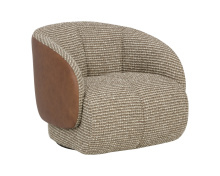 Sunpan 112768 - Camie Swivel Lounge Chair - Torched Meringue / Cognac Leather